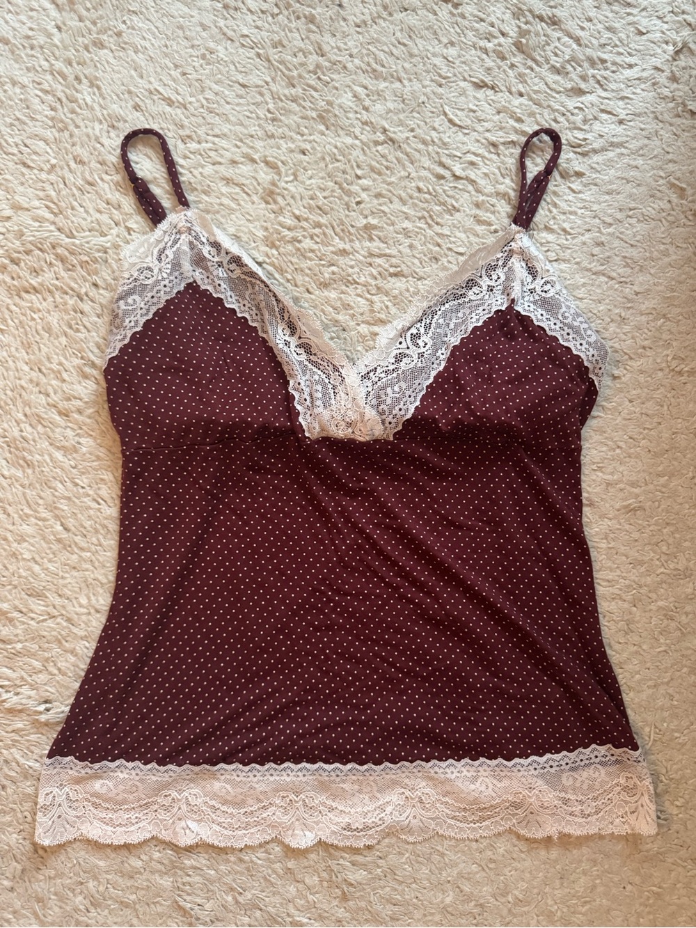 Y2K Victoria’s Secret polka dot lace cami